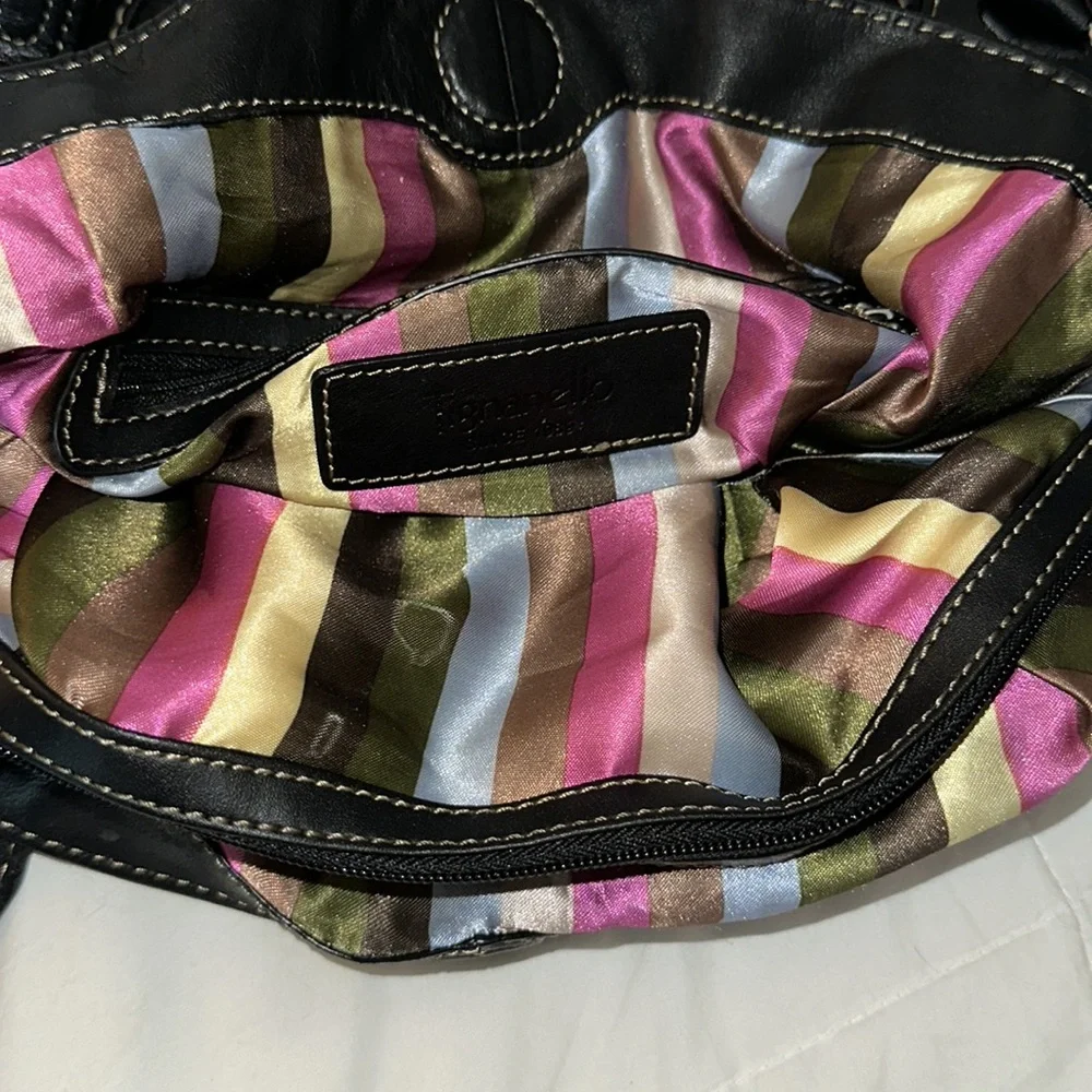 Tignanello black leather hobo bag with charms very nice destitute soft stylish - Picture 11 of 17